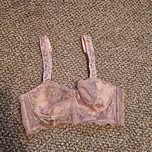 Victoria's Secret rose gold lingerie bra with sequins, size 34C